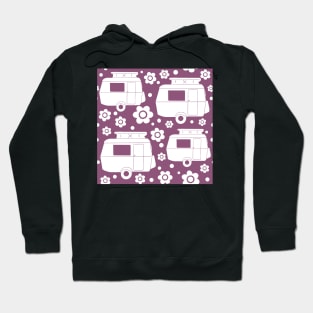 Daisy Polka Dot Vintage Caravan Pattern in Purple and White Hoodie